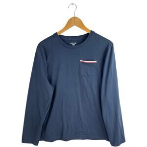 Lacoste Men's Navy Blue Pocket Long Sleeve Pajama Lounge T Shirt Top Size L